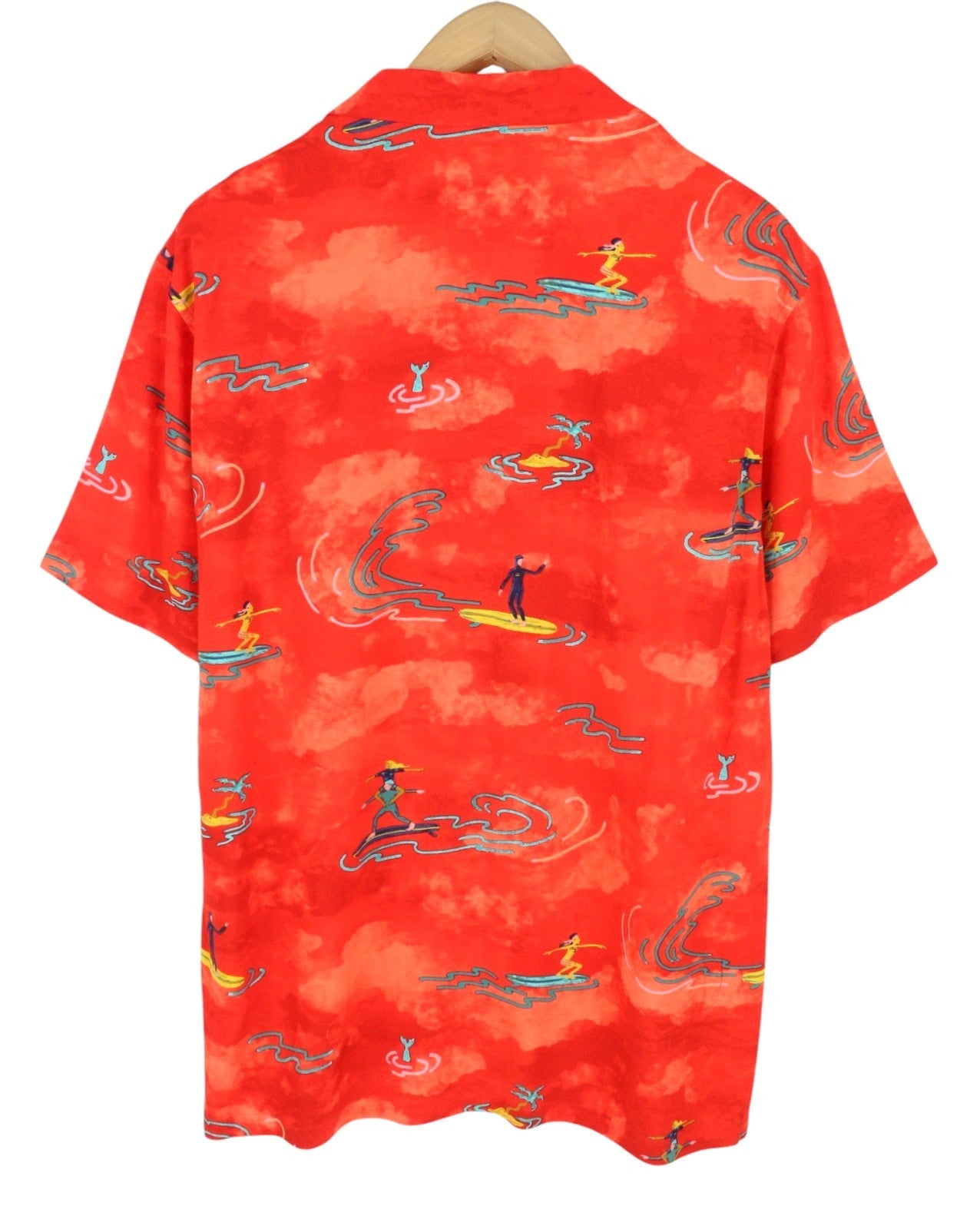 SCOTCH & SODA Men Shirt M Red Allover Printed Viscose Short Sleeved