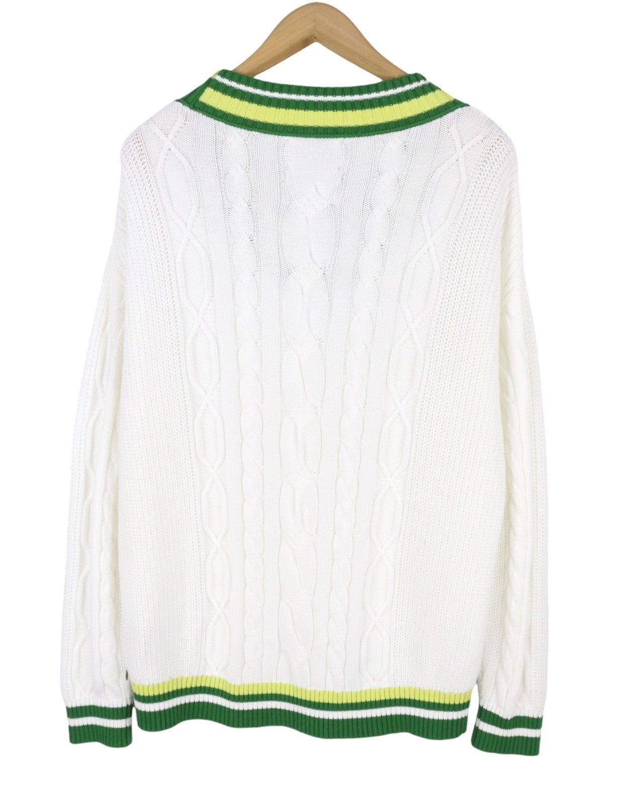 SCOTCH & SODA Men Jumper L White Oversized Cable Knit V-Neck Pull On