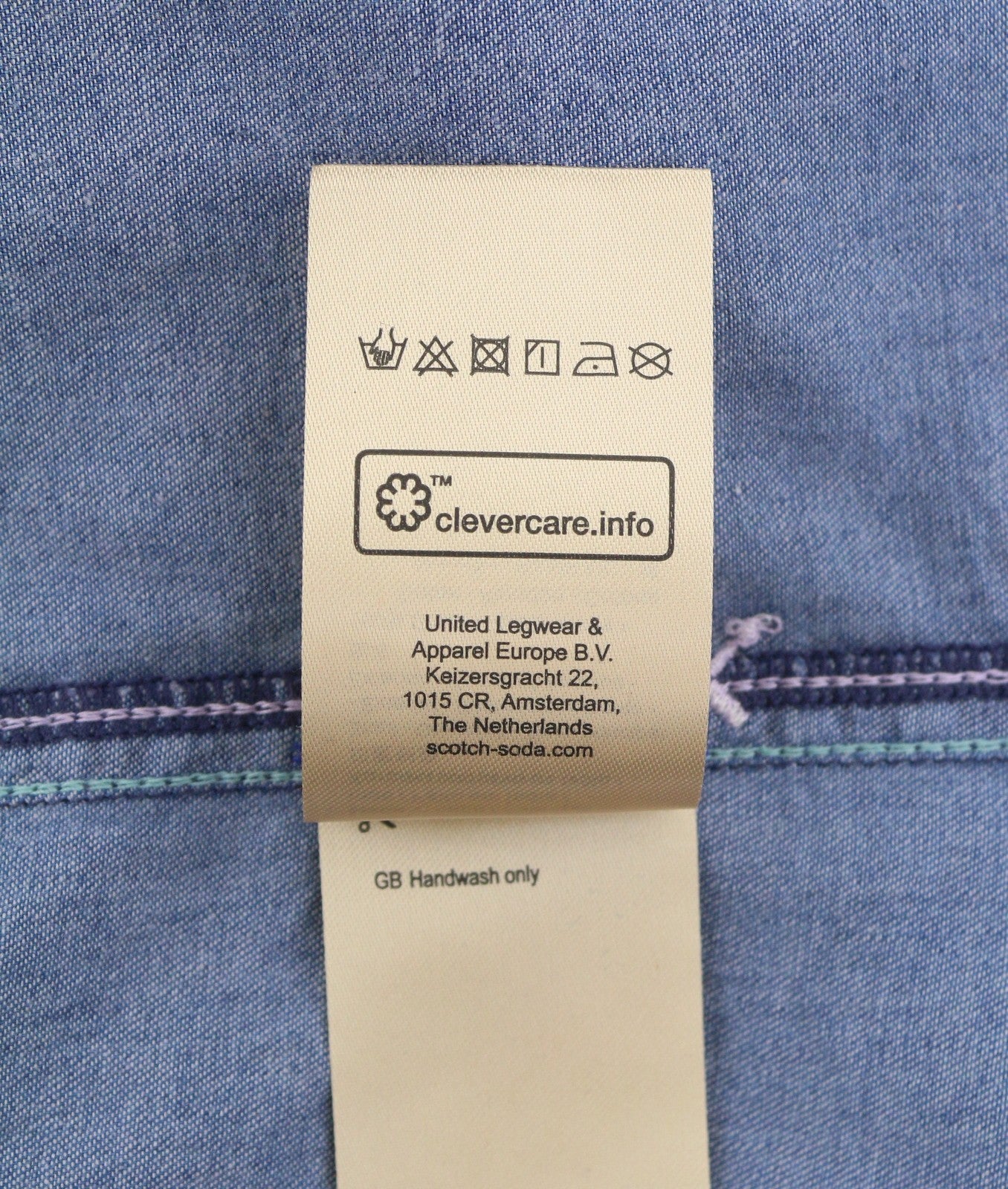 SCOTCH & SODA Men Shirt L Blue Denim Look Relaxed Fit Button Up Short Sleeve