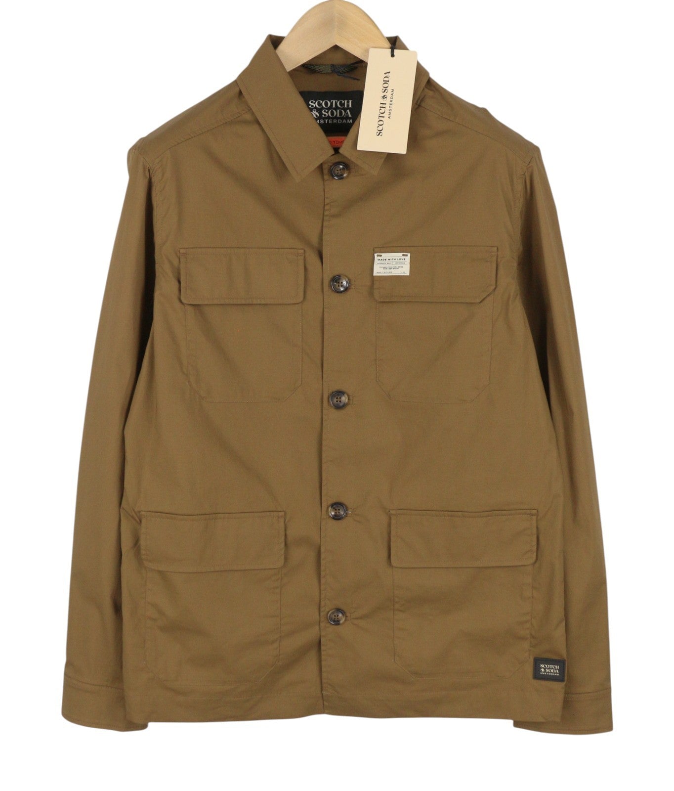 SCOTCH & SODA Men Jacket M Brown Patch Pockets Button Up Lightweight