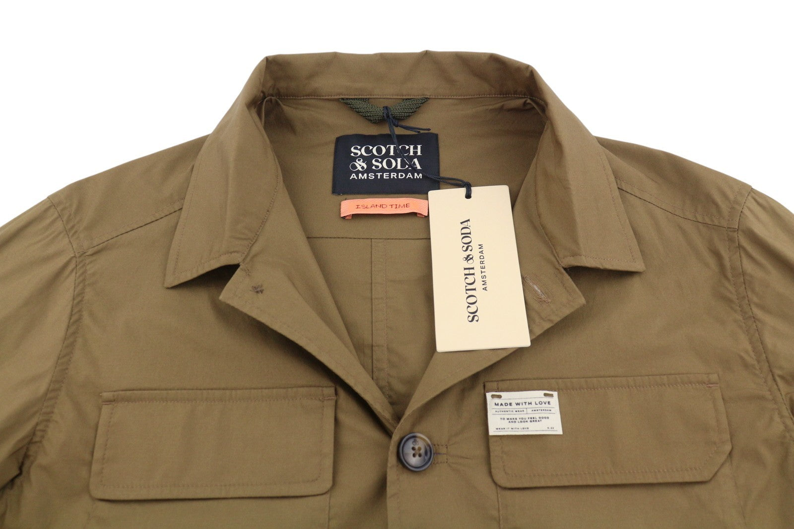 SCOTCH & SODA Men Jacket M Brown Patch Pockets Button Up Lightweight