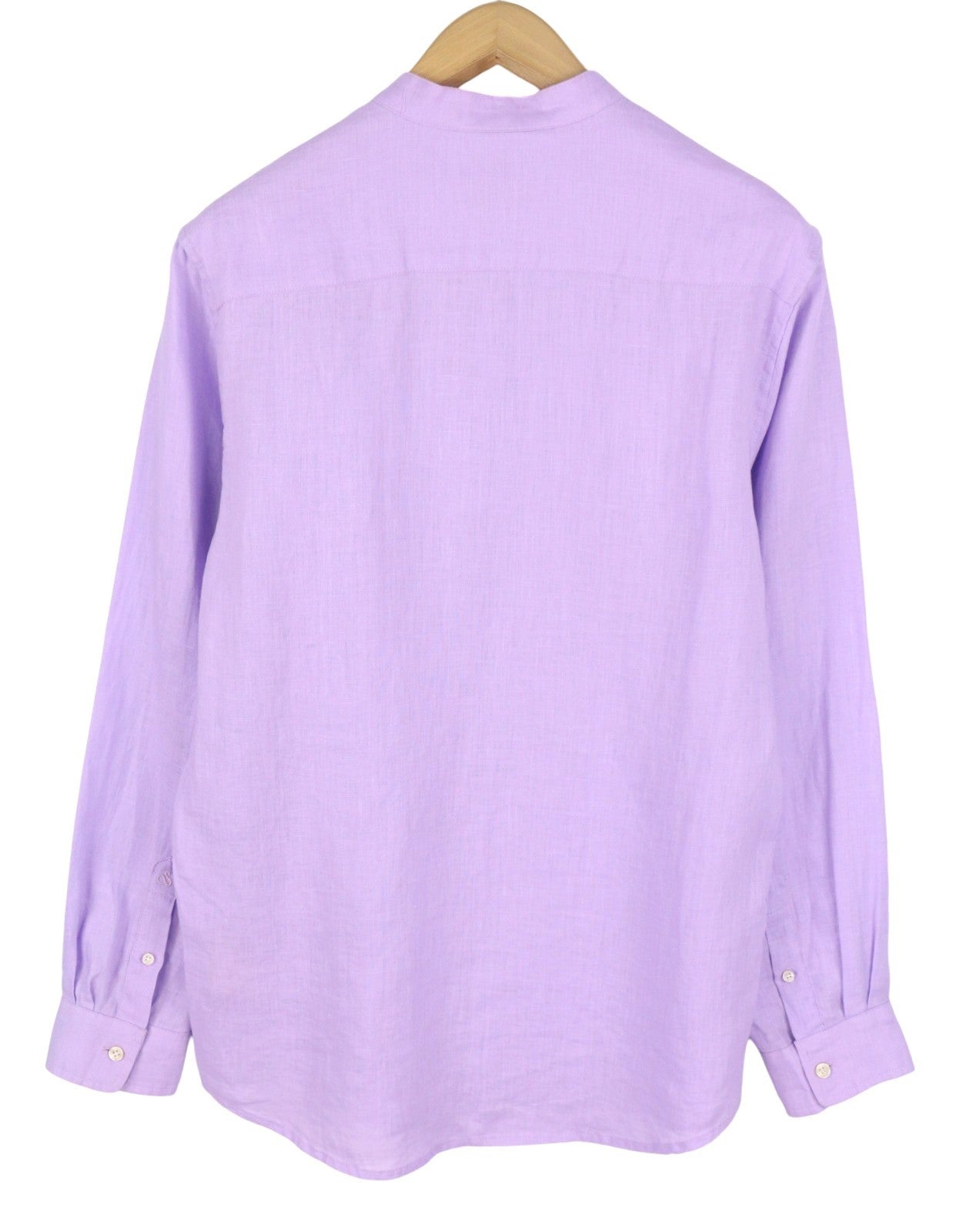 SCOTCH & SODA Men Shirt M Purple Linen Button Up Mandarin Collar