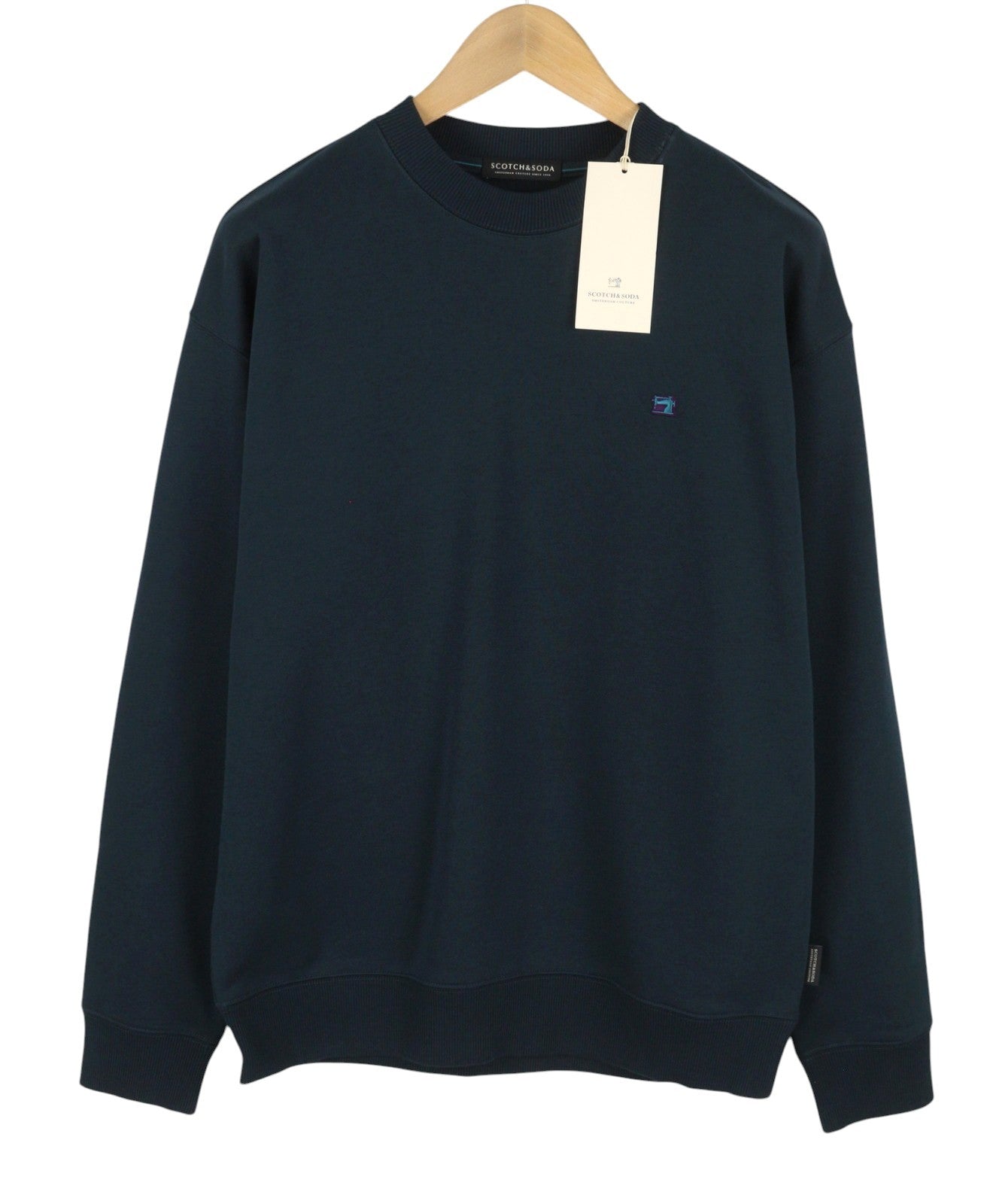 SCOTCH & SODA Men Sweatshirt M Dark Blue Crew Neck Long Sleeve Pull On