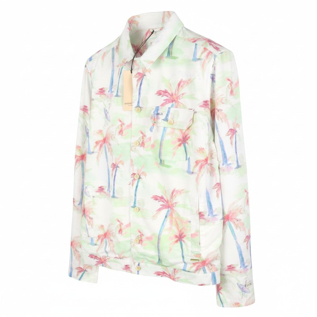 SCOTCH & SODA Men Jacket M Colourful Palm Tree Hawaii Hemp Blend Button Up