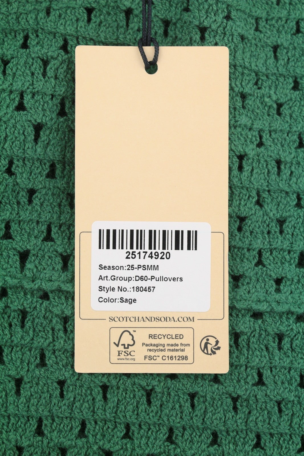 SCOTCH & SODA Men Jumper L Green Open Knit Crew Neck Stretch Pull On