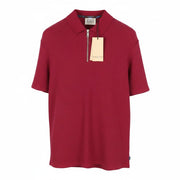 SCOTCH & SODA Men Polos M Cherry Red Knitted Half Zip Short Sleeve