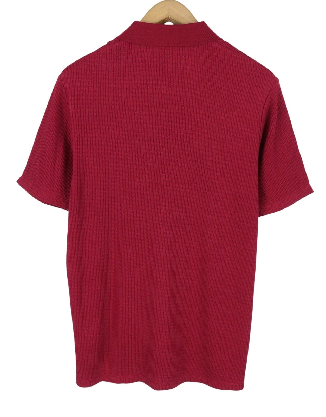 SCOTCH & SODA Men Polos M Cherry Red Knitted Half Zip Short Sleeve