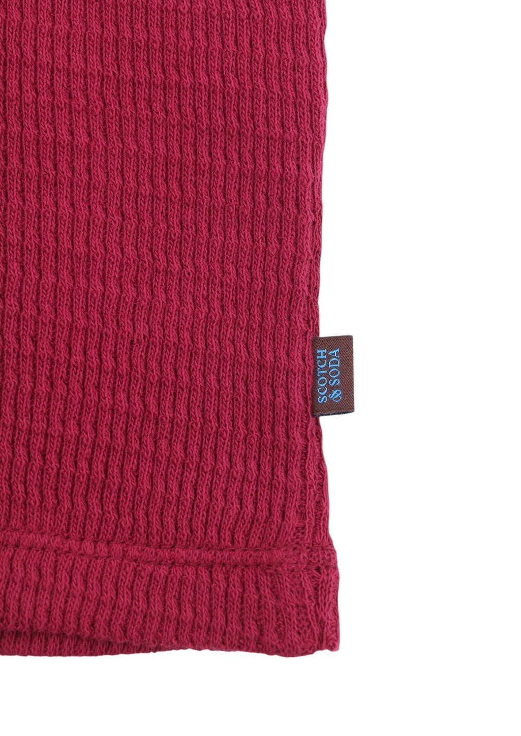 SCOTCH & SODA Men Polos M Cherry Red Knitted Half Zip Short Sleeve