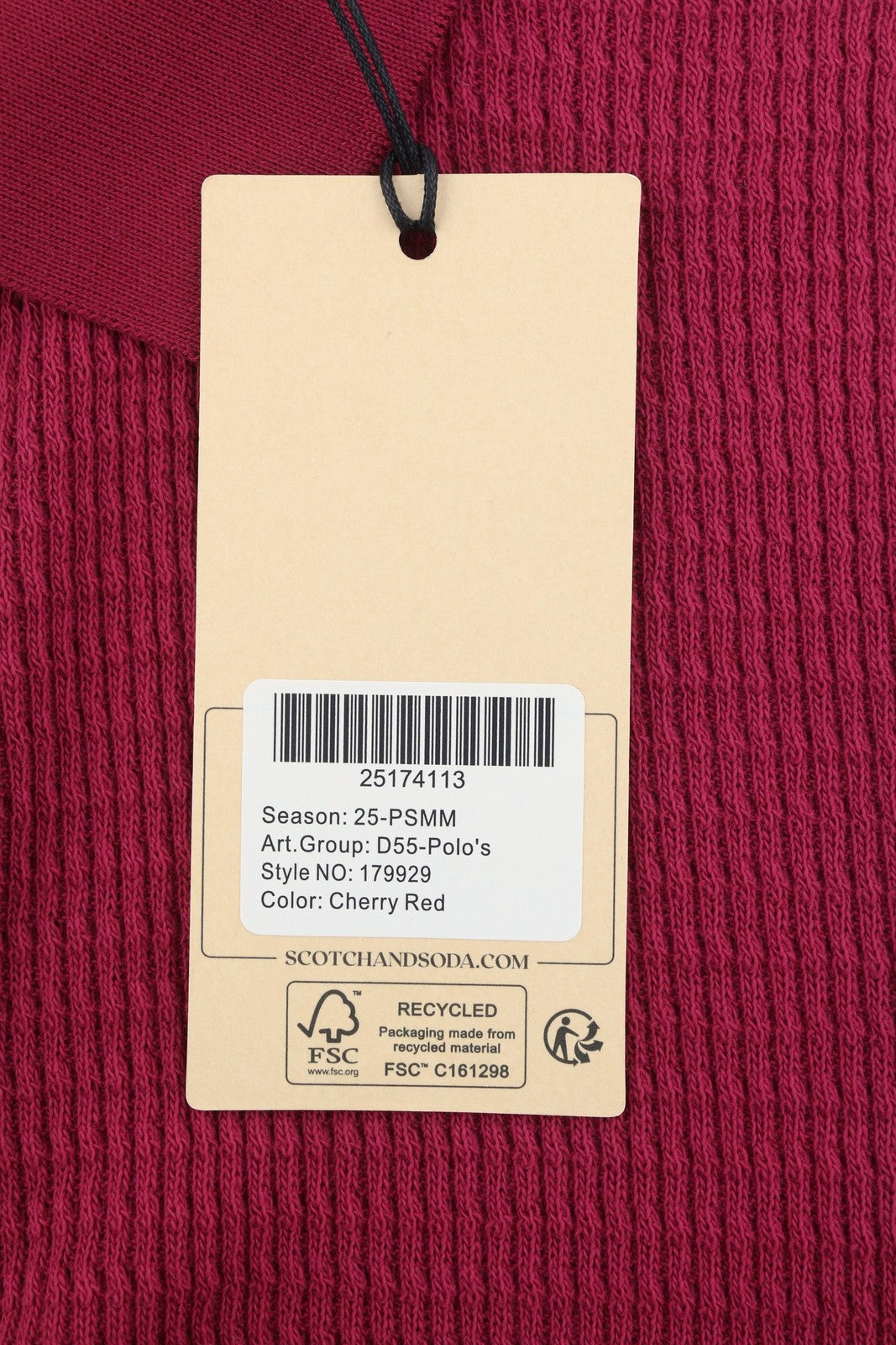 SCOTCH & SODA Men Polos M Cherry Red Knitted Half Zip Short Sleeve