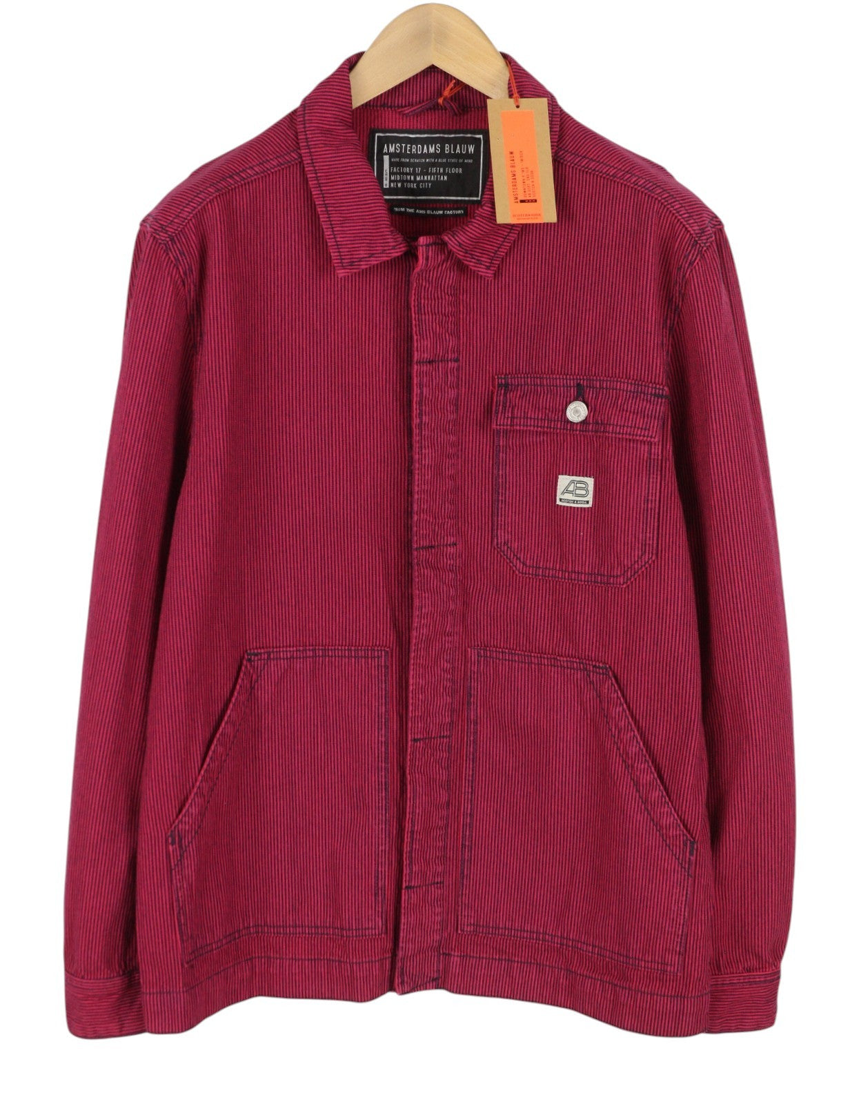 SCOTCH & SODA Men Jacket M Pink Pinstriped Buttoned Patch Pocket Trucker