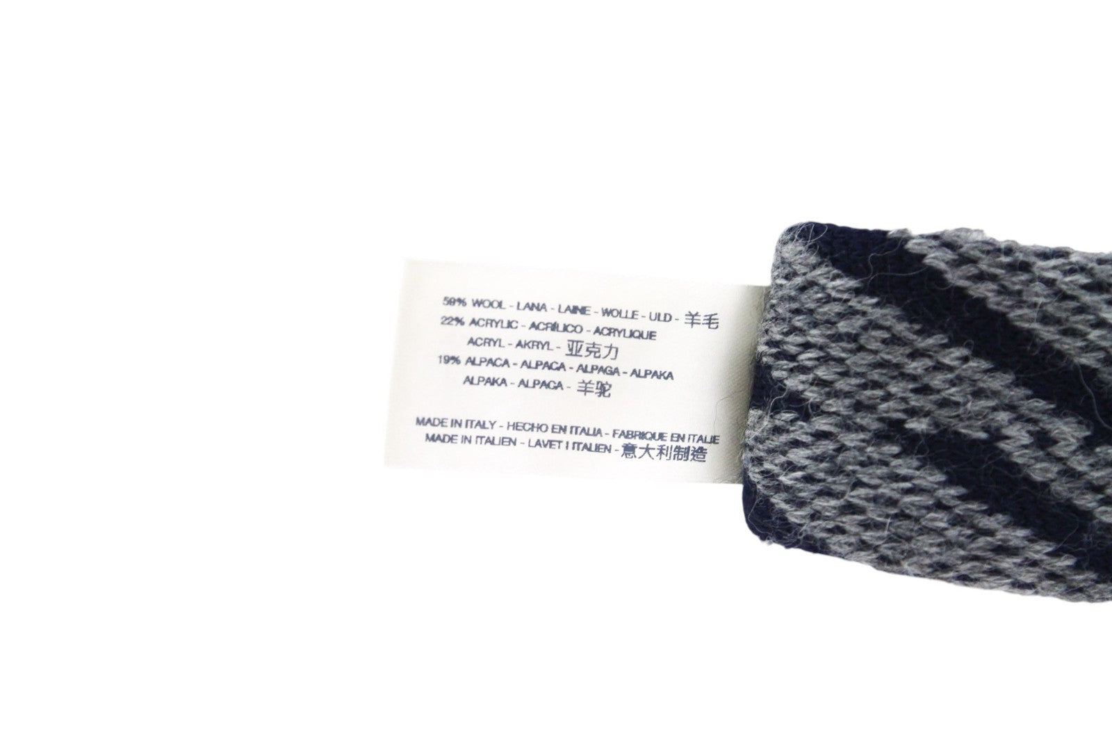 SUITSUPPLY Men Tie 146 x 5.8 cm Grey Alpaca Wool Blend Striped Knit Squared-End