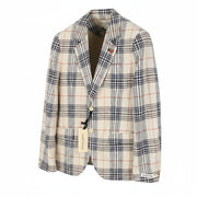 SCOTCH & SODA Men Blazer M Beige Plaid Half Lined Notch Lapel Single Breasted