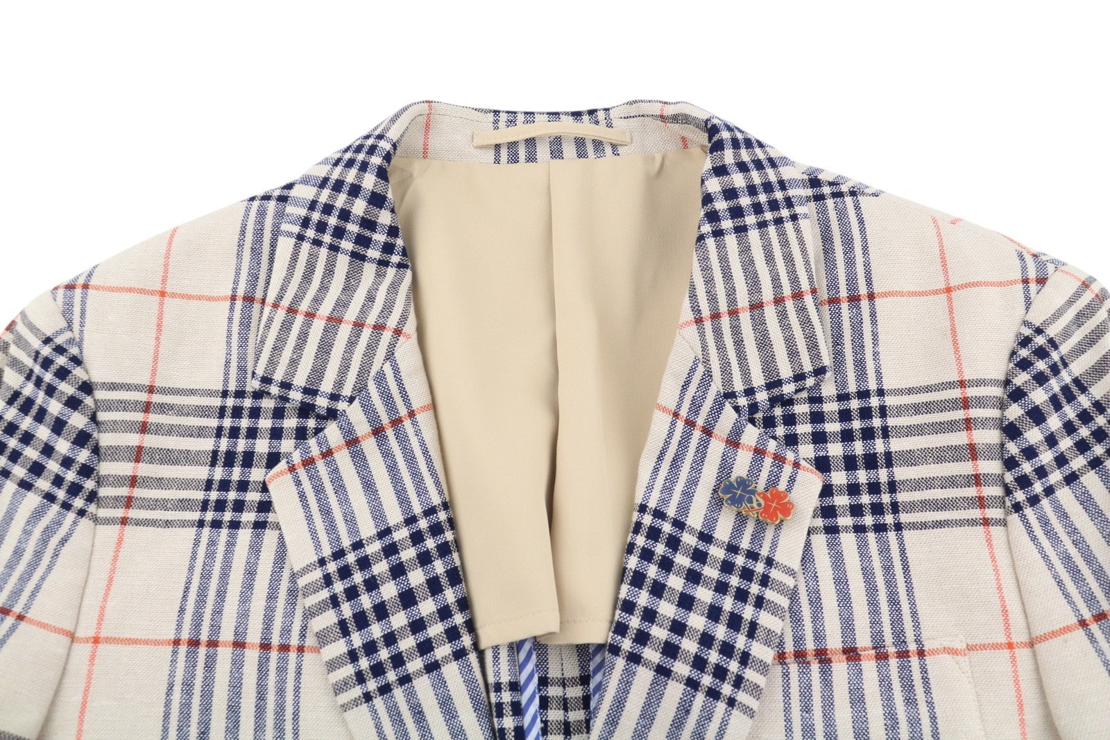 SCOTCH & SODA Men Blazer M Beige Plaid Half Lined Notch Lapel Single Breasted