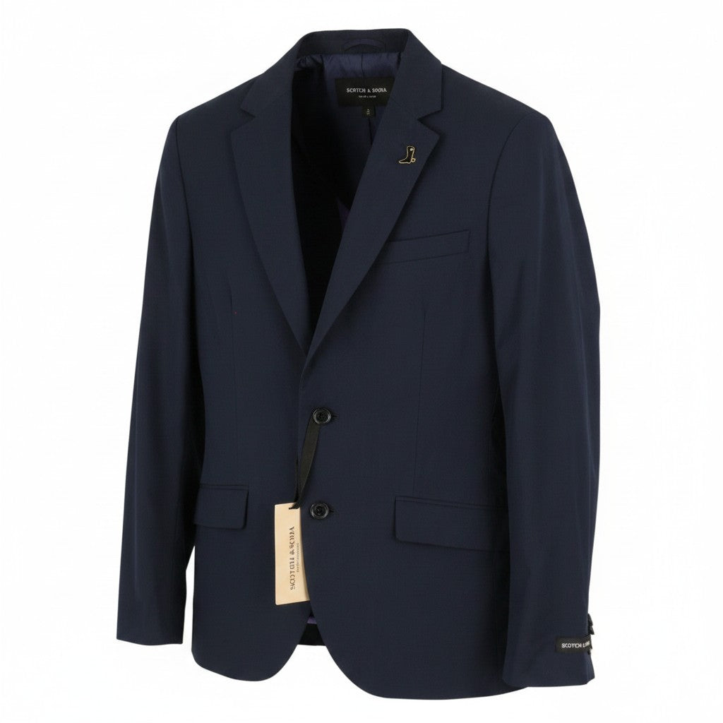 SCOTCH & SODA Men Blazer M Dark Blue Cotton Half Lined Notch Single Breasted