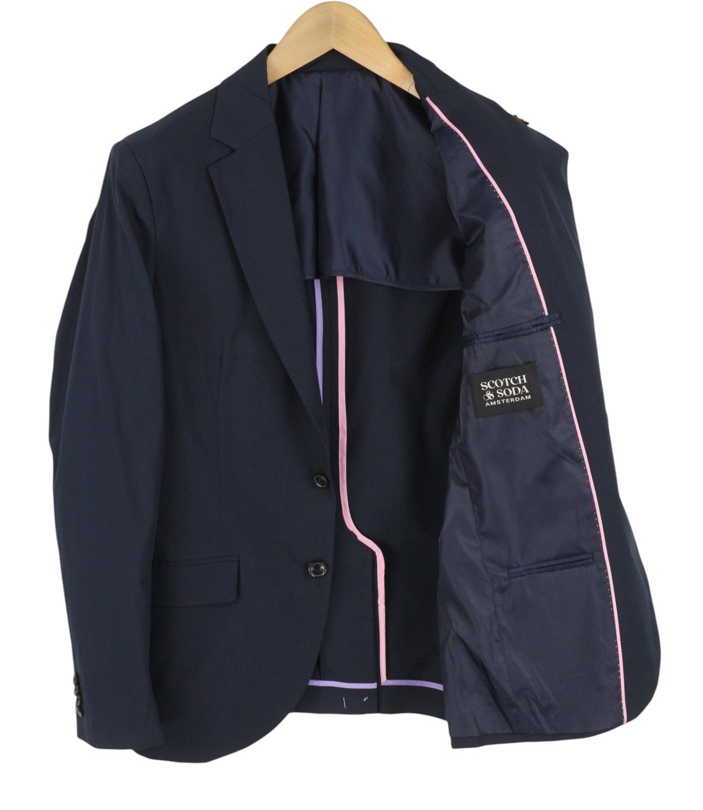 SCOTCH & SODA Men Blazer M Dark Blue Cotton Half Lined Notch Single Breasted