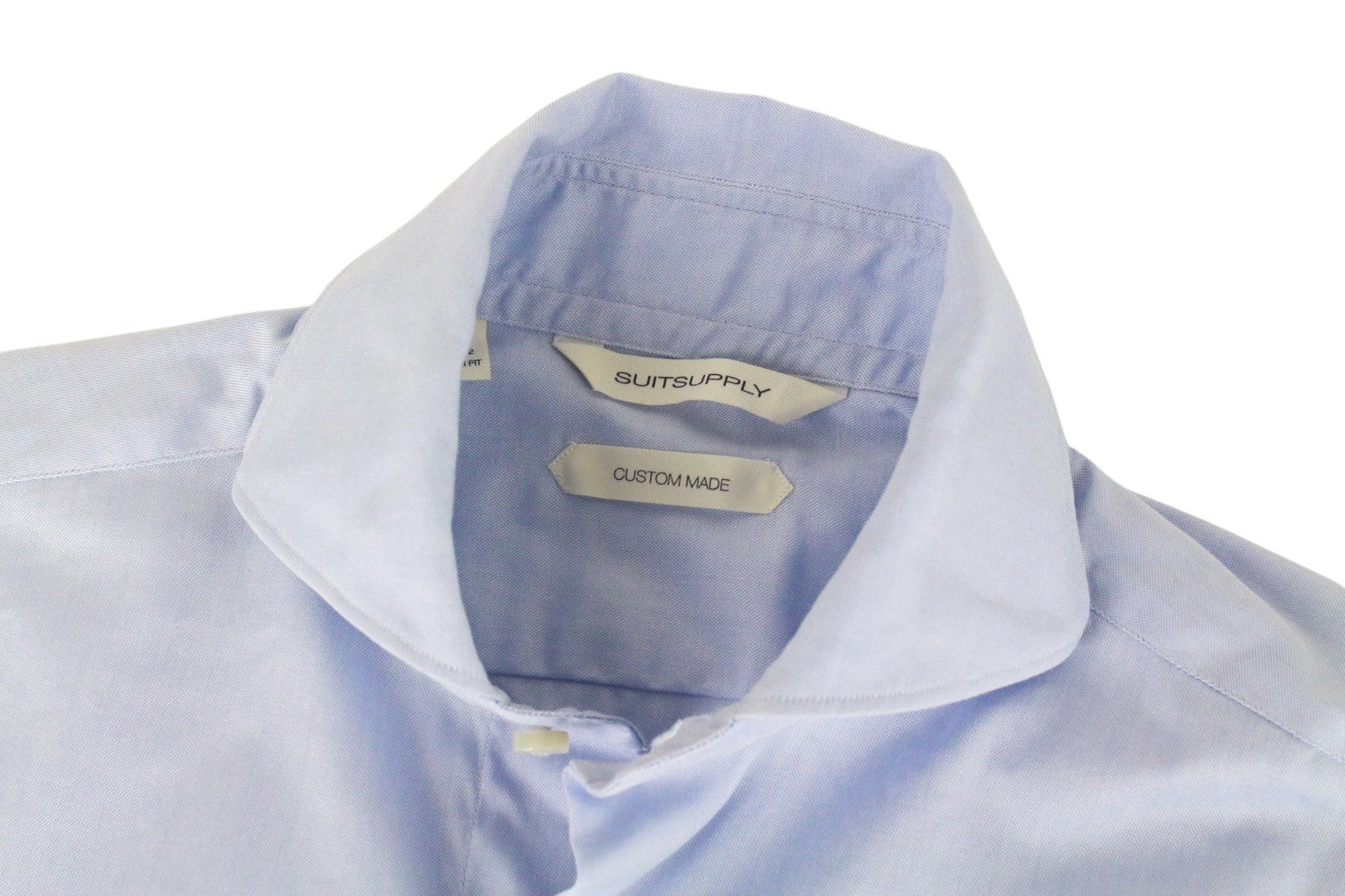 SUITSUPPLY Men Shirt 35/13 1/2 Extra Slim Blue Pure Cotton Cutaway Twill Classic