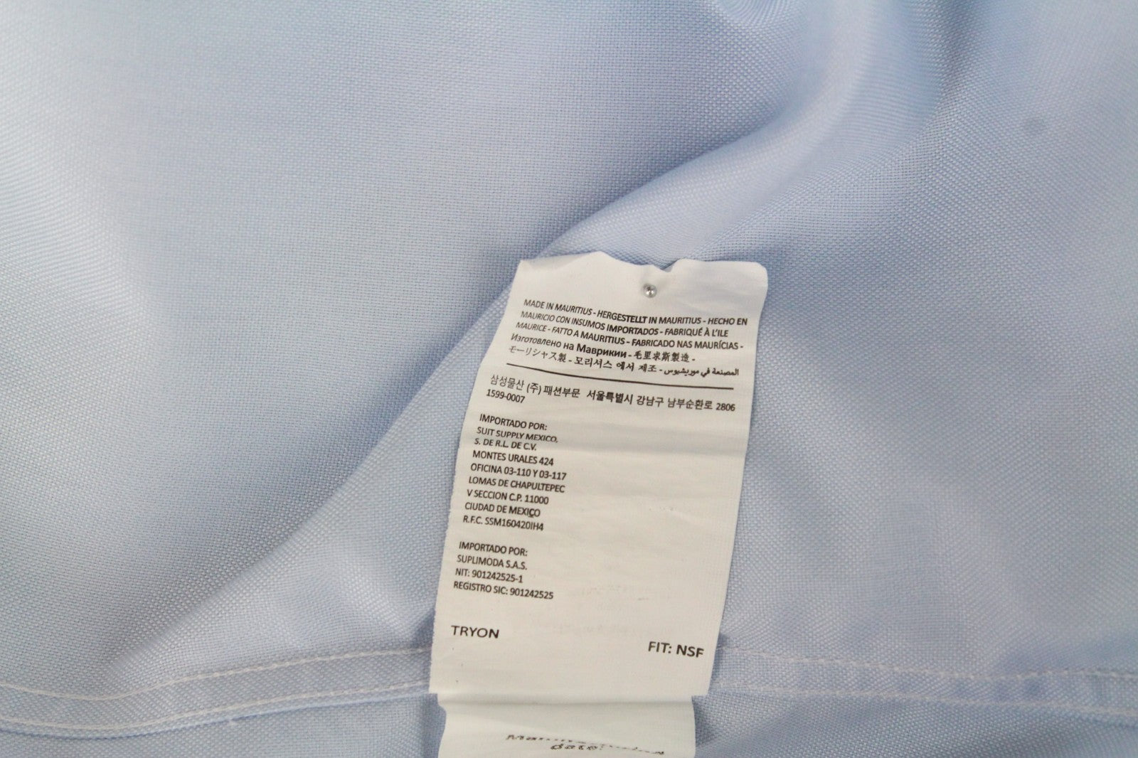 SUITSUPPLY Men Shirt 45/17 3/4 Slim Blue Pure Cotton Long Sleeved Classic