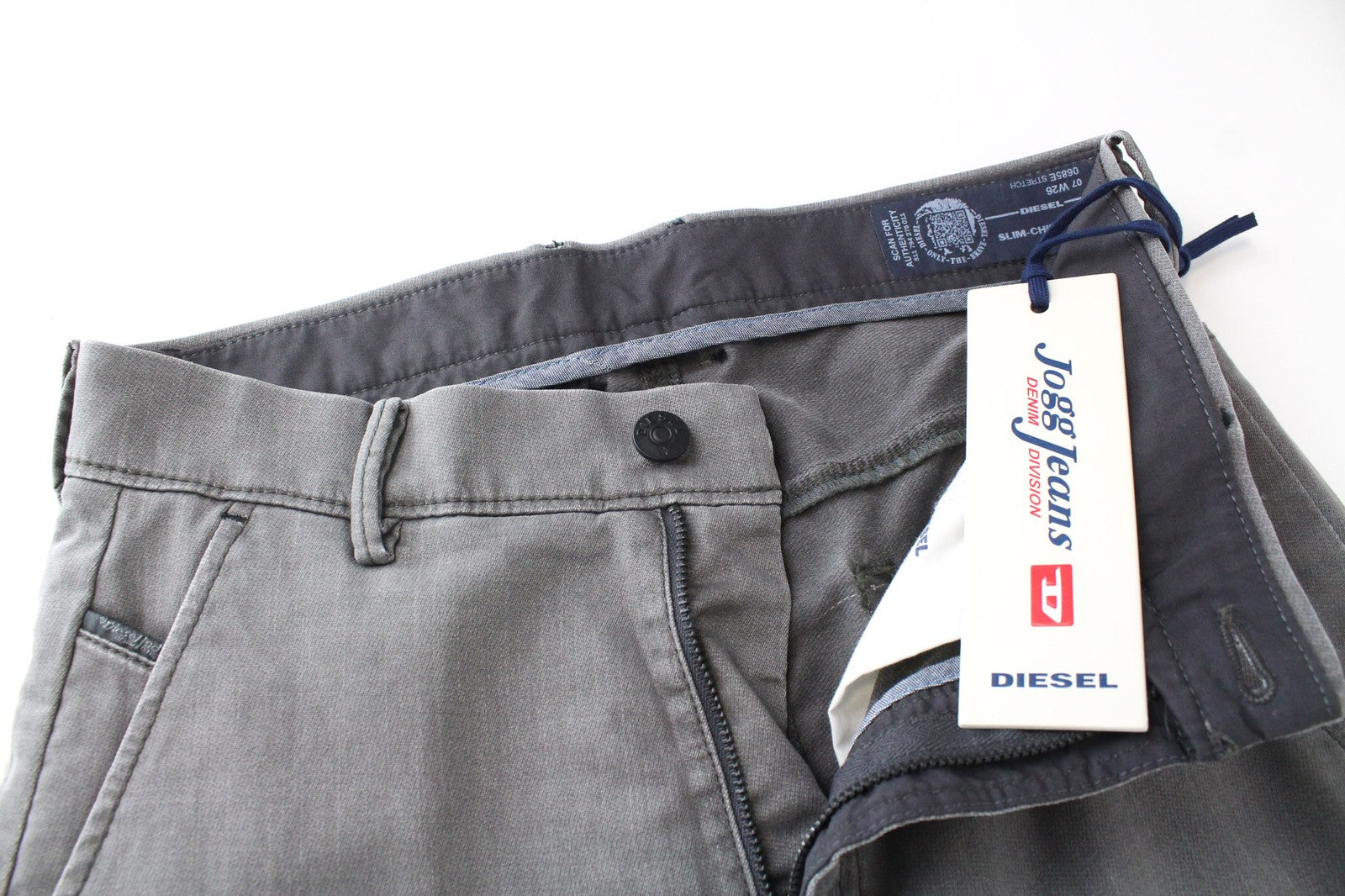 DIESEL Chino-M-NE 0685E Men Jeans W26 Sweat Jogg Slim Grey Cotton Stretch