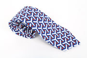 SUITSUPPLY Men Tie 148 x 8 cm Linen Cotton Blend Blue Knit Formal Graphic Print