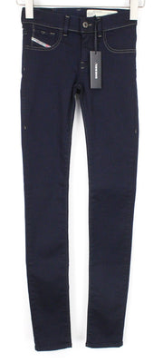 DIESEL Livier 0881B Women Jeans W23 Blue Stretch Super Slim Jegging Low Waisted
