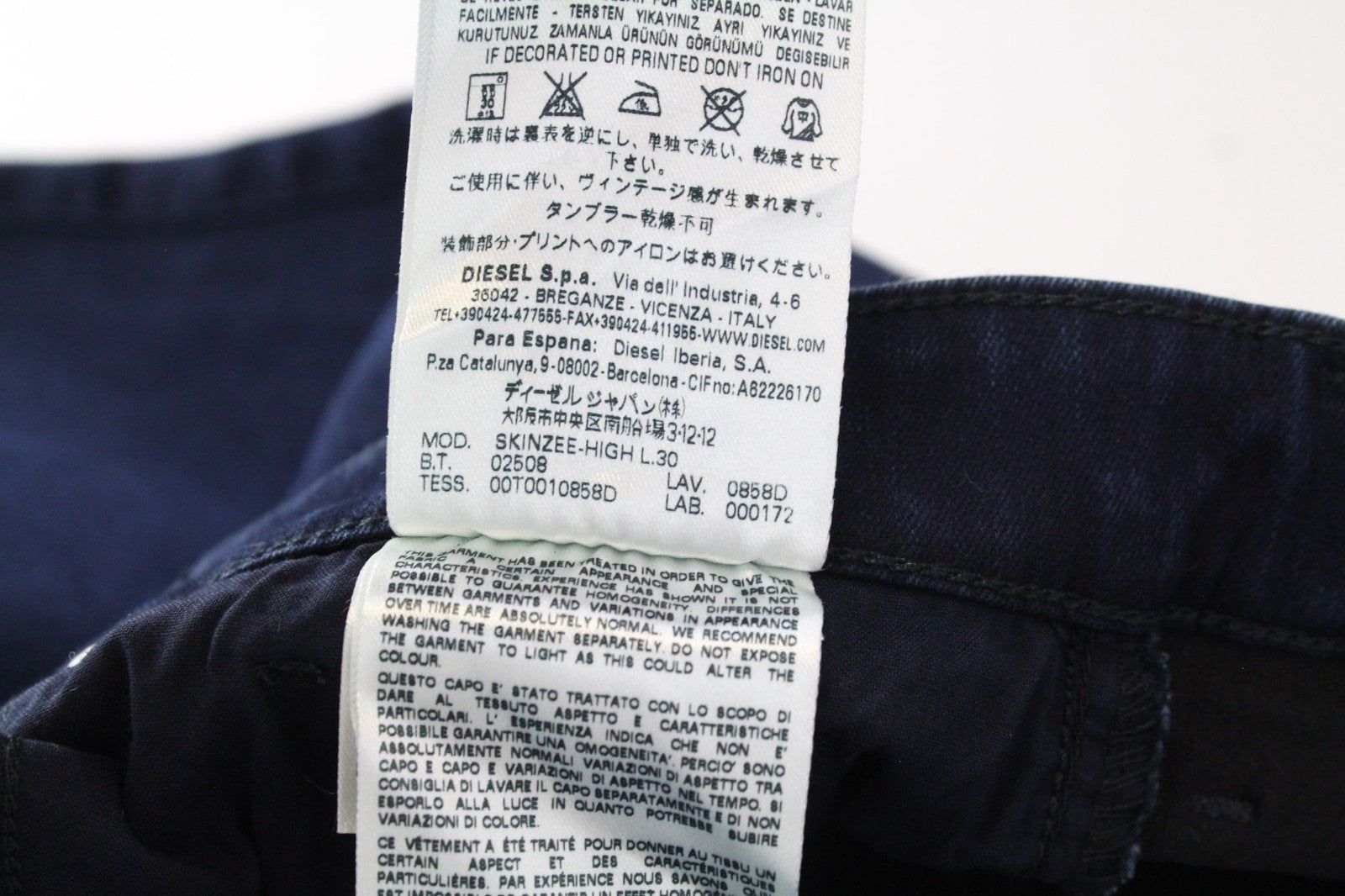 DIESEL Skinzee-High 0858D Women Jeans W27/L30 Blue Stretch Super Slim Skinny