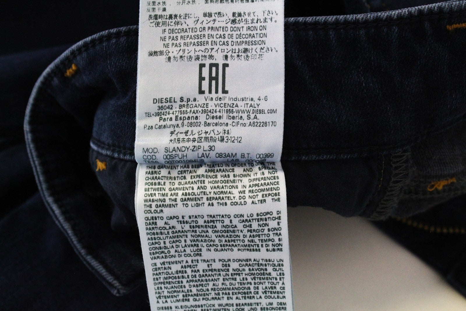 DIESEL Slandy-Zip 083AM Women Jeans W26/L30 Blue Stretch Super Skinny Fit Zipped