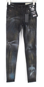 DIESEL Slandy-SP2 069IV Women Jeans W24/L32 Black Stretch Super Slim Skinny