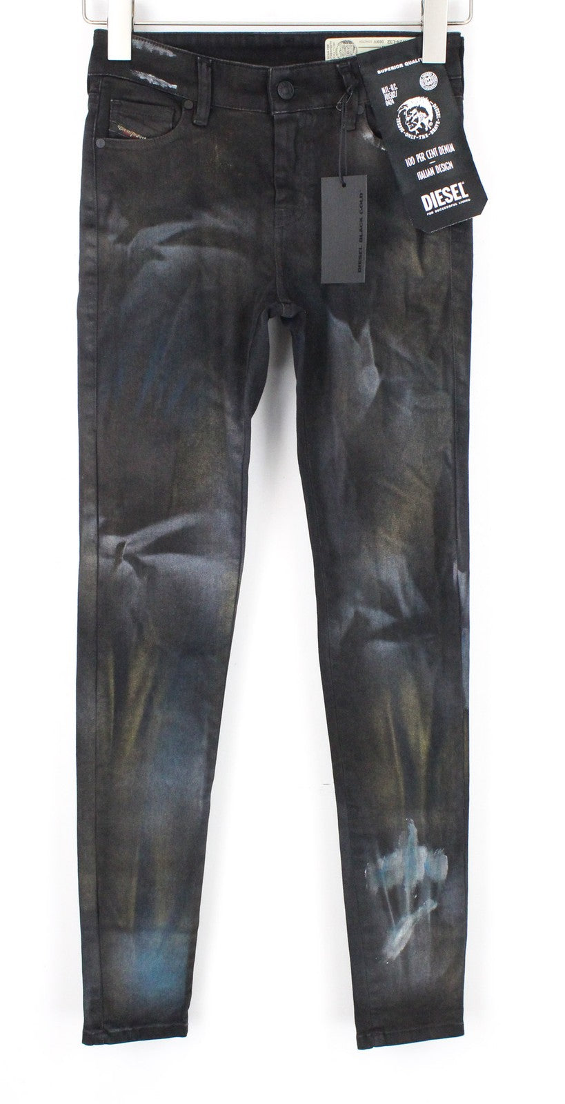 DIESEL Slandy-SP2 069IV Women Jeans W24/L32 Black Stretch Super Slim Skinny