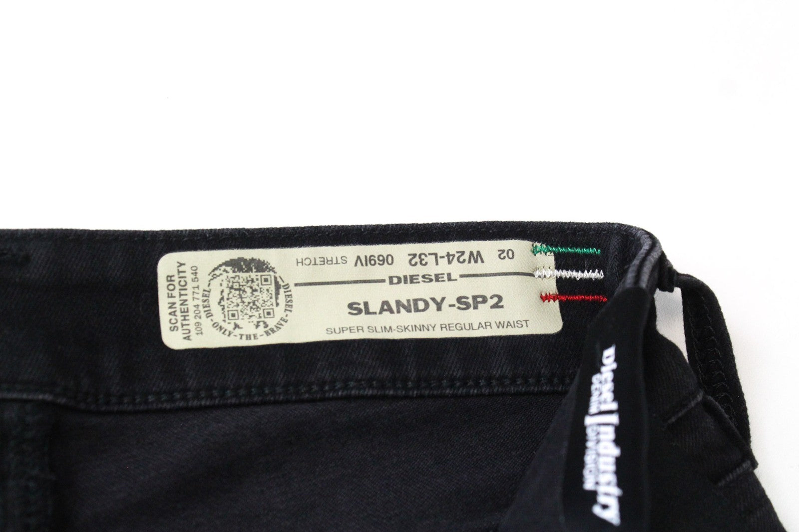 DIESEL Slandy-SP2 069IV Women Jeans W24/L32 Black Stretch Super Slim Skinny