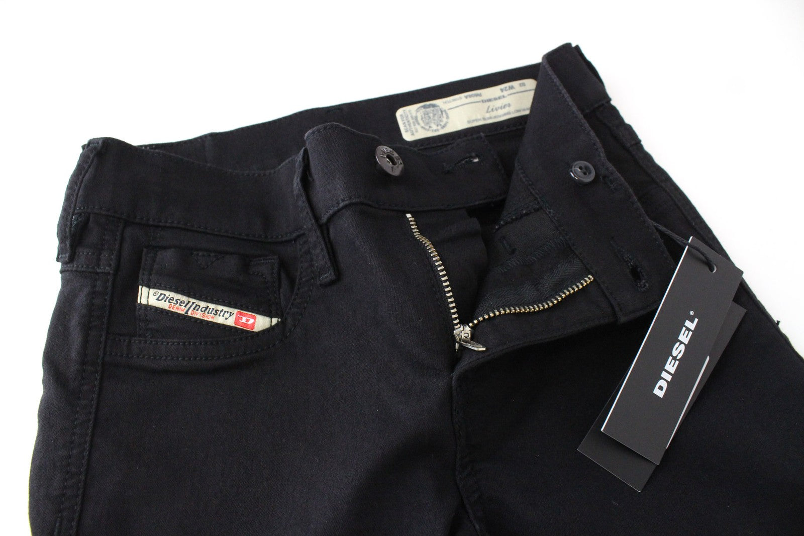 DIESEL Livier R608A Women Jeans W24 Jegging Black Stretch Super Slim Low Waist