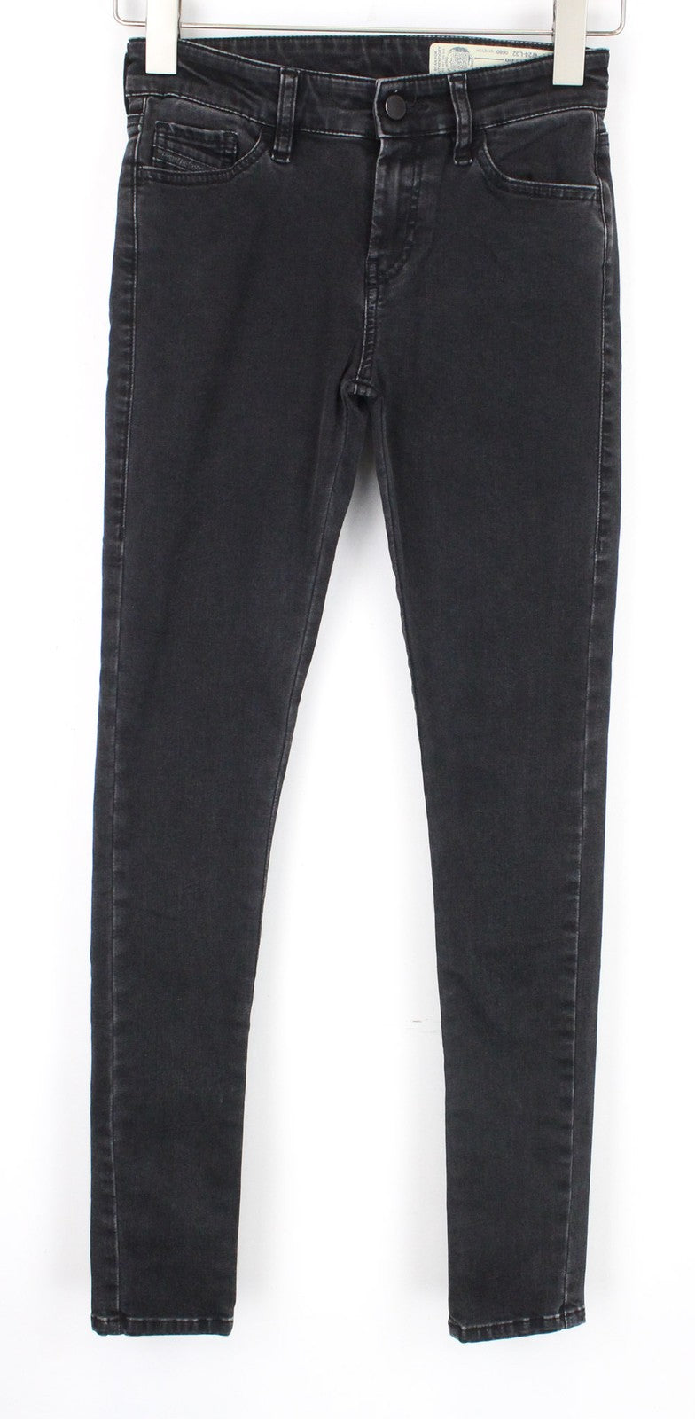 DIESEL Slandy 0680I Women Jeans W24/L32 Dark Grey Stretch Super Slim Skinny