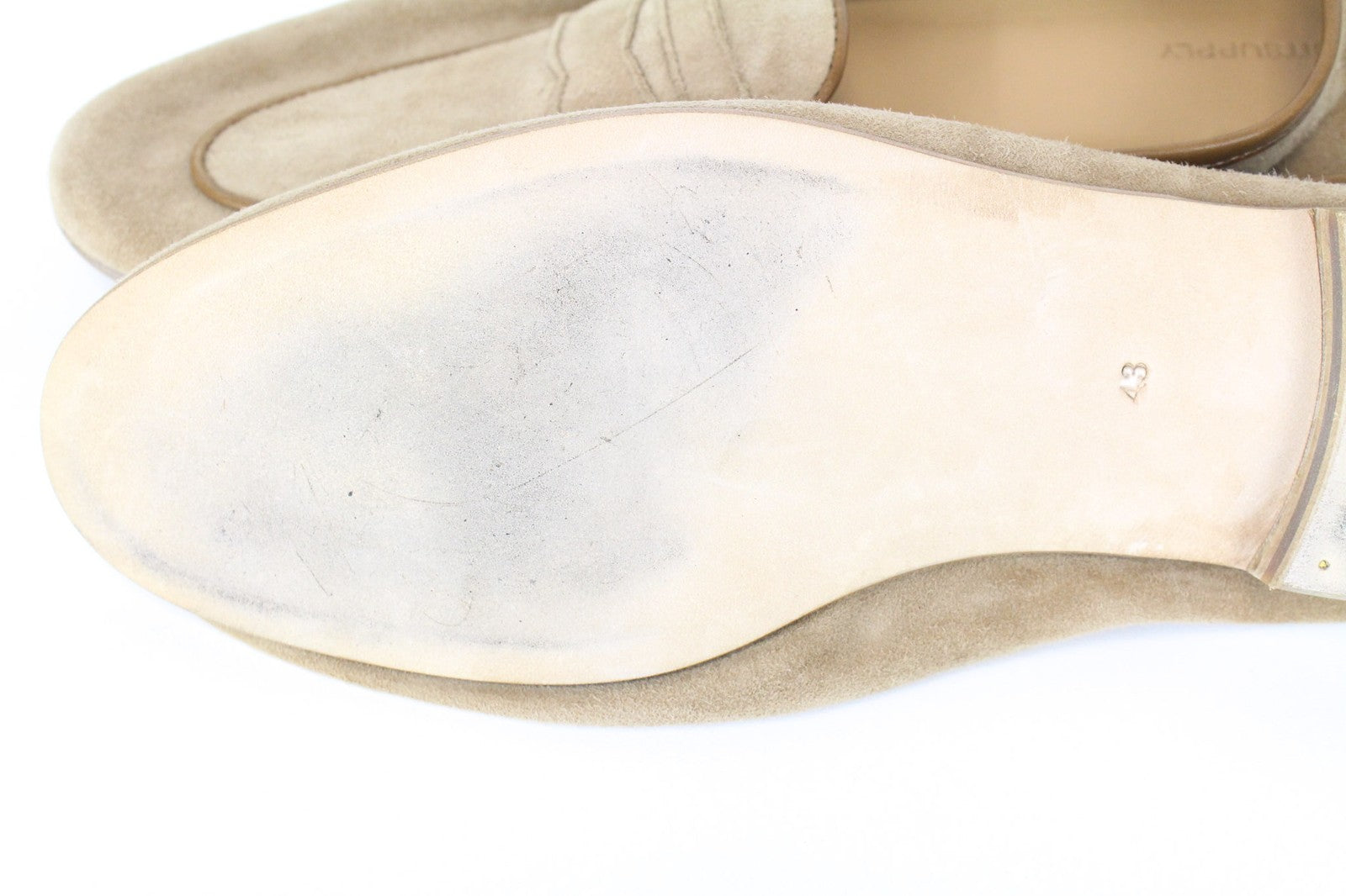 SUITSUPPLY Men Casual Shoes EU43 UK9 Beige Suede Calf Leather Loafers Moccasins