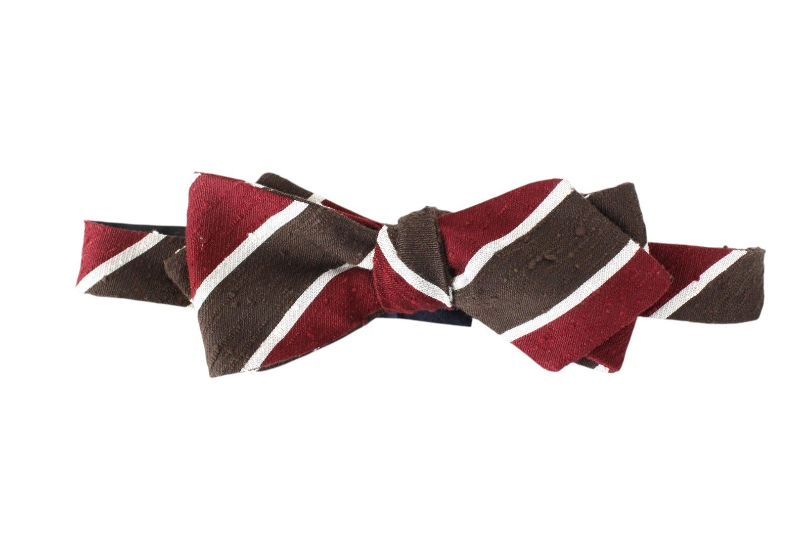 SUITSUPPLY Men Bowtie 45 cm Brown Red Striped Pure Silk Classic Butterfly