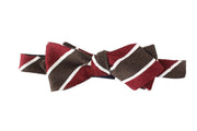 SUITSUPPLY Men Bowtie 45 cm Brown Red Striped Pure Silk Classic Butterfly