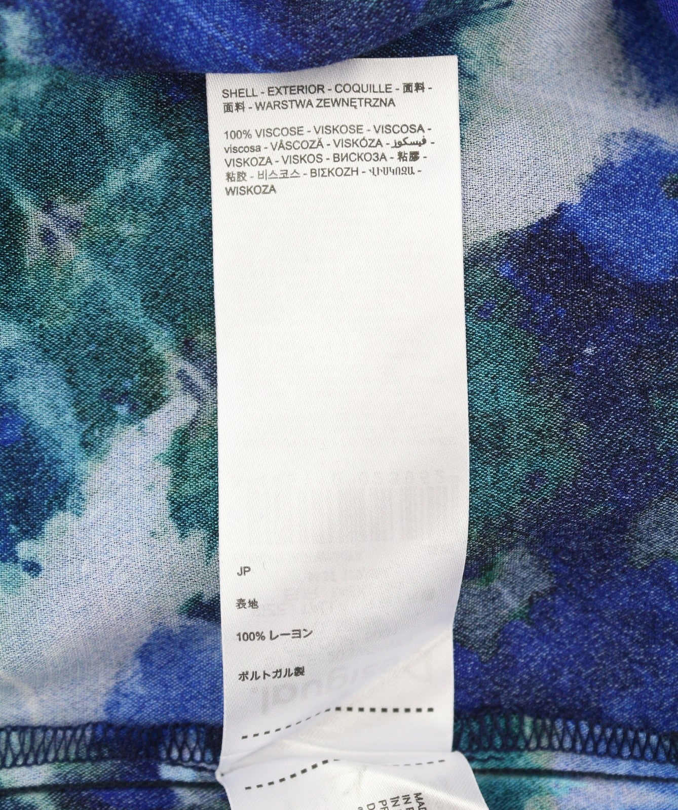 DESIGUAL Kency Women's Blouse M Blue Tie-Dye Bow Collar Long Sleeve Shirt