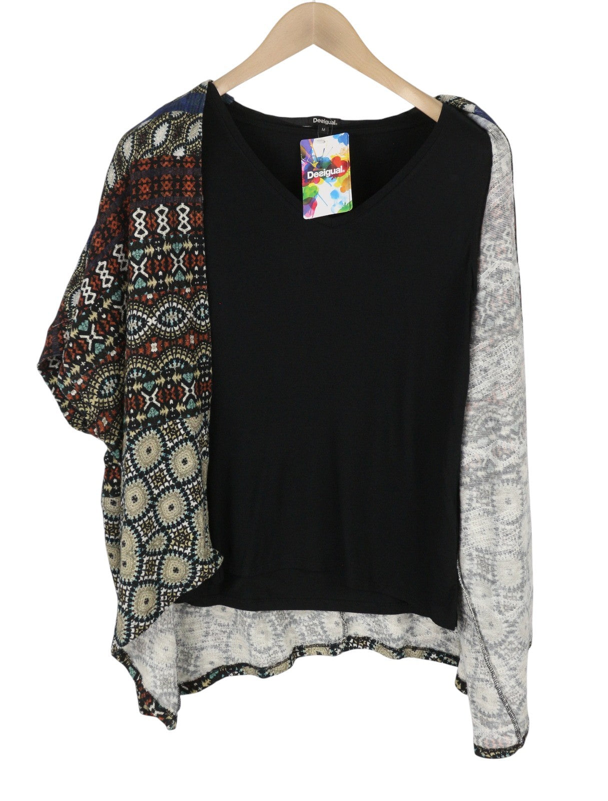 DESIGUAL Jamil Women's Jumper M Layered Asymmetric Drape 2in1 Knit Top