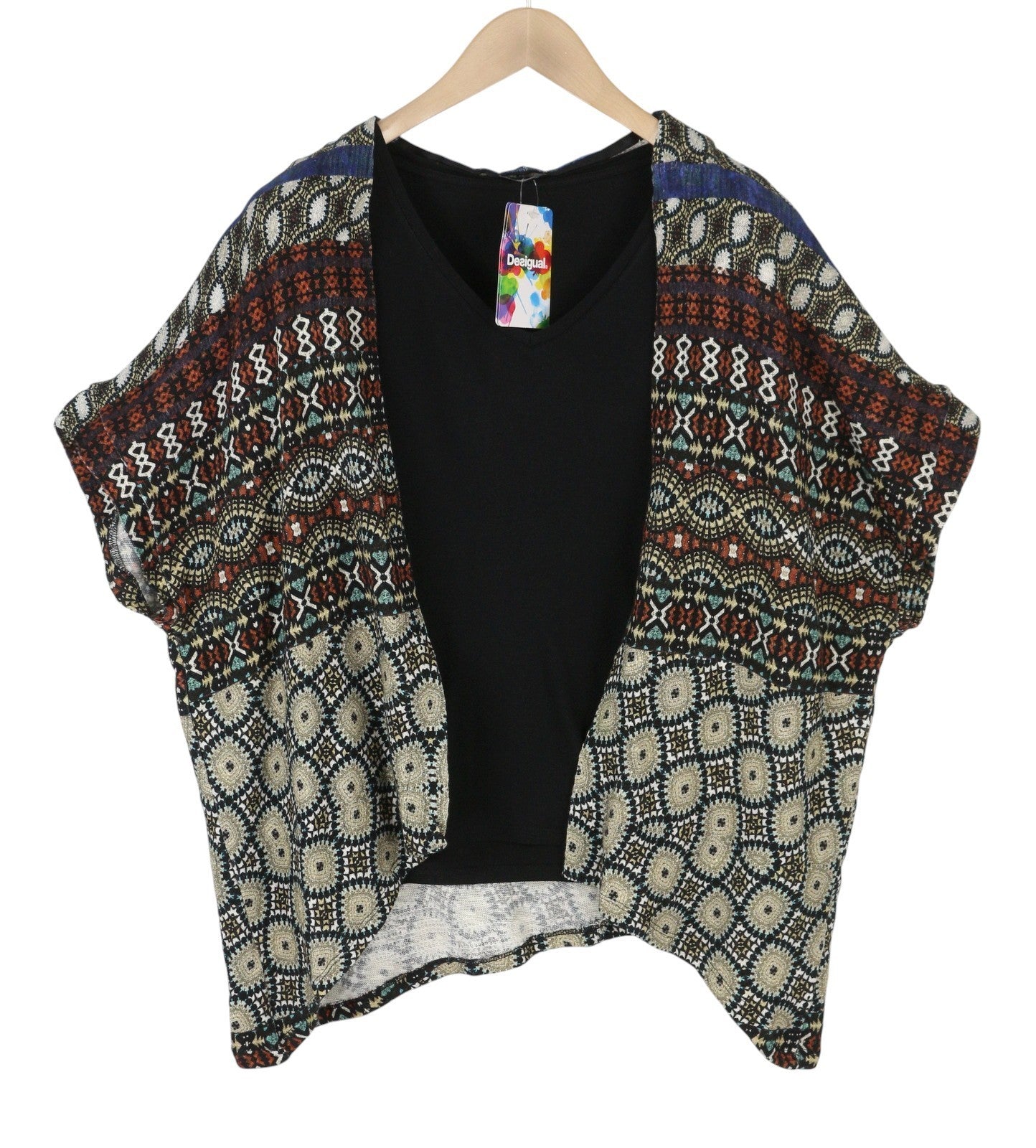 DESIGUAL Jamil Women's Jumper M Layered Asymmetric Drape 2in1 Knit Top