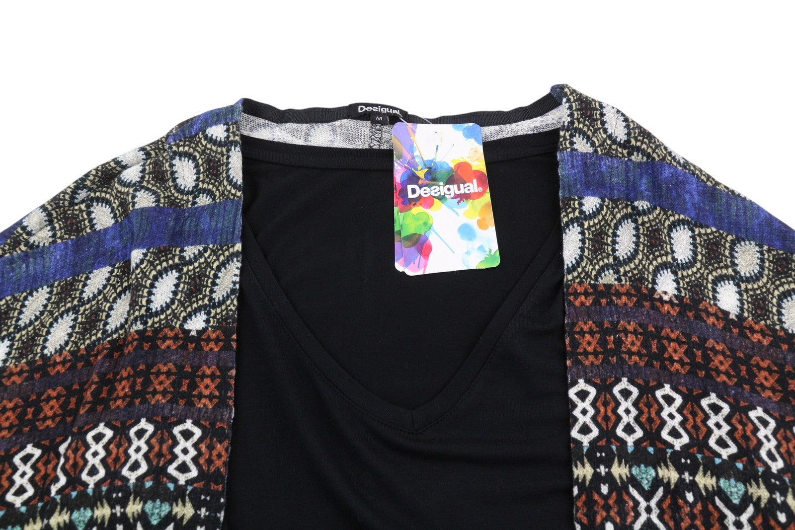 DESIGUAL Jamil Women's Jumper M Layered Asymmetric Drape 2in1 Knit Top