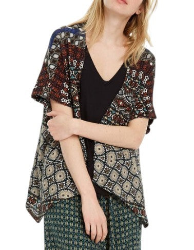 DESIGUAL Jamil Women's Jumper L Draped Asymmetric Layered 2in1 Knit Top