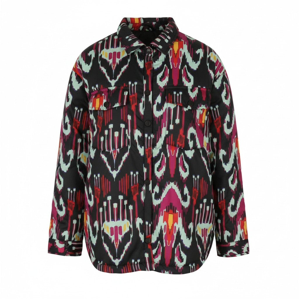 DESIGUAL Eliot Women's Jacket L Bright Abstract Print Padded Snap Front Coat