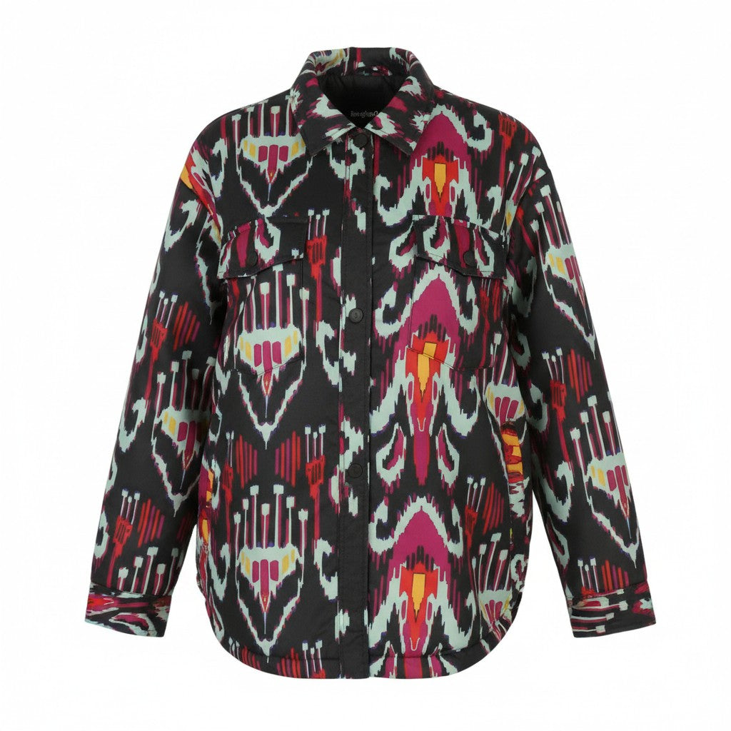 DESIGUAL Eliot Women's Jacket M Abstract Pattern Padded Snap Button Coat