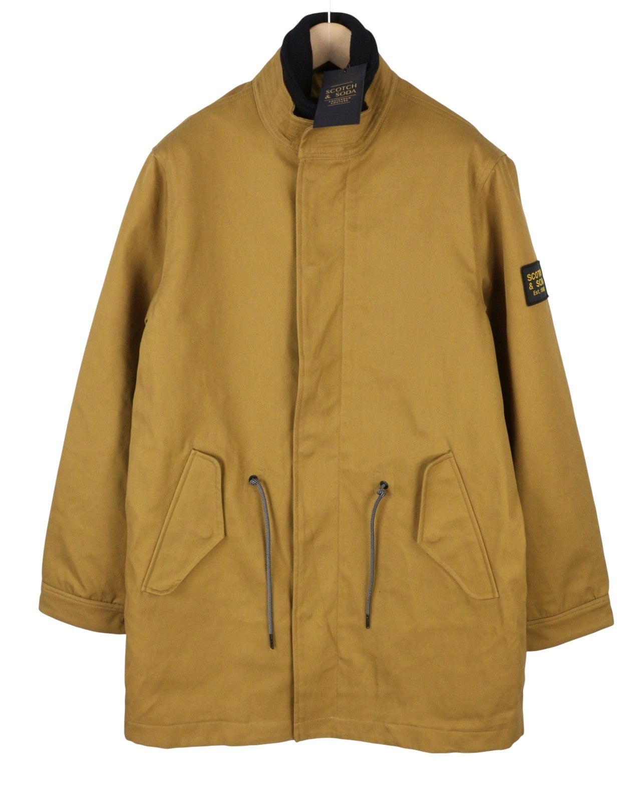 SCOTCH & SODA Atelier Men's Jacket M Brown Peacoat Drawstring Double Collar