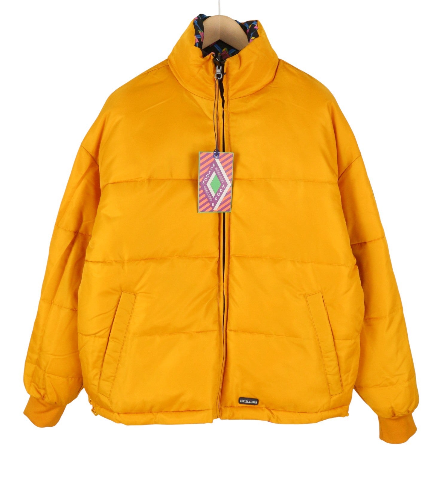 SCOTCH & SODA Women's Jacket L Reversible Logo Quilted Padded Puffer Coat