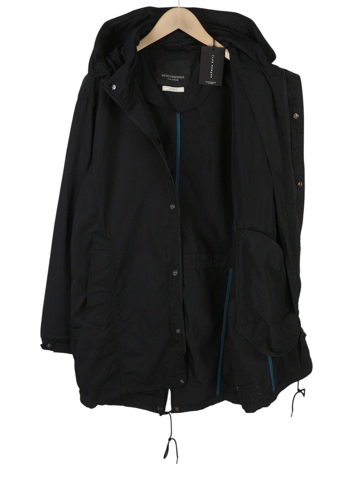 SCOTCH & SODA Men's Jacket M Black Double Hood Light Mid-Length Parka
