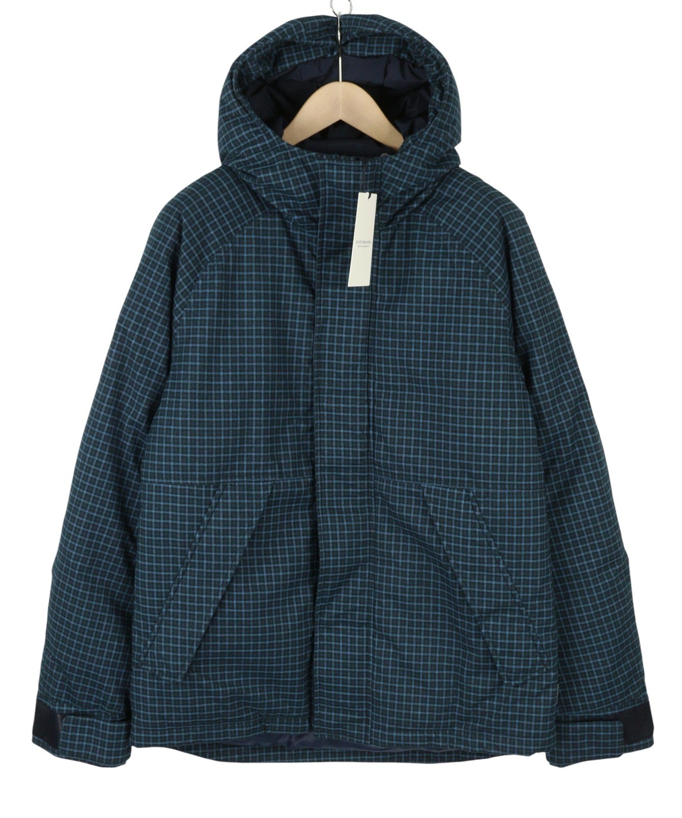 SCOTCH & SODA Men's Jacket M Blue Check Padded Hooded Zip Casual Coat