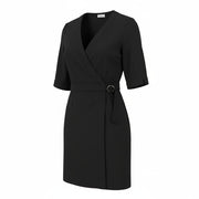 CLAUDIE PIERLOT Rasima Women's Dress 38 S Black Crossover Flared RRP225