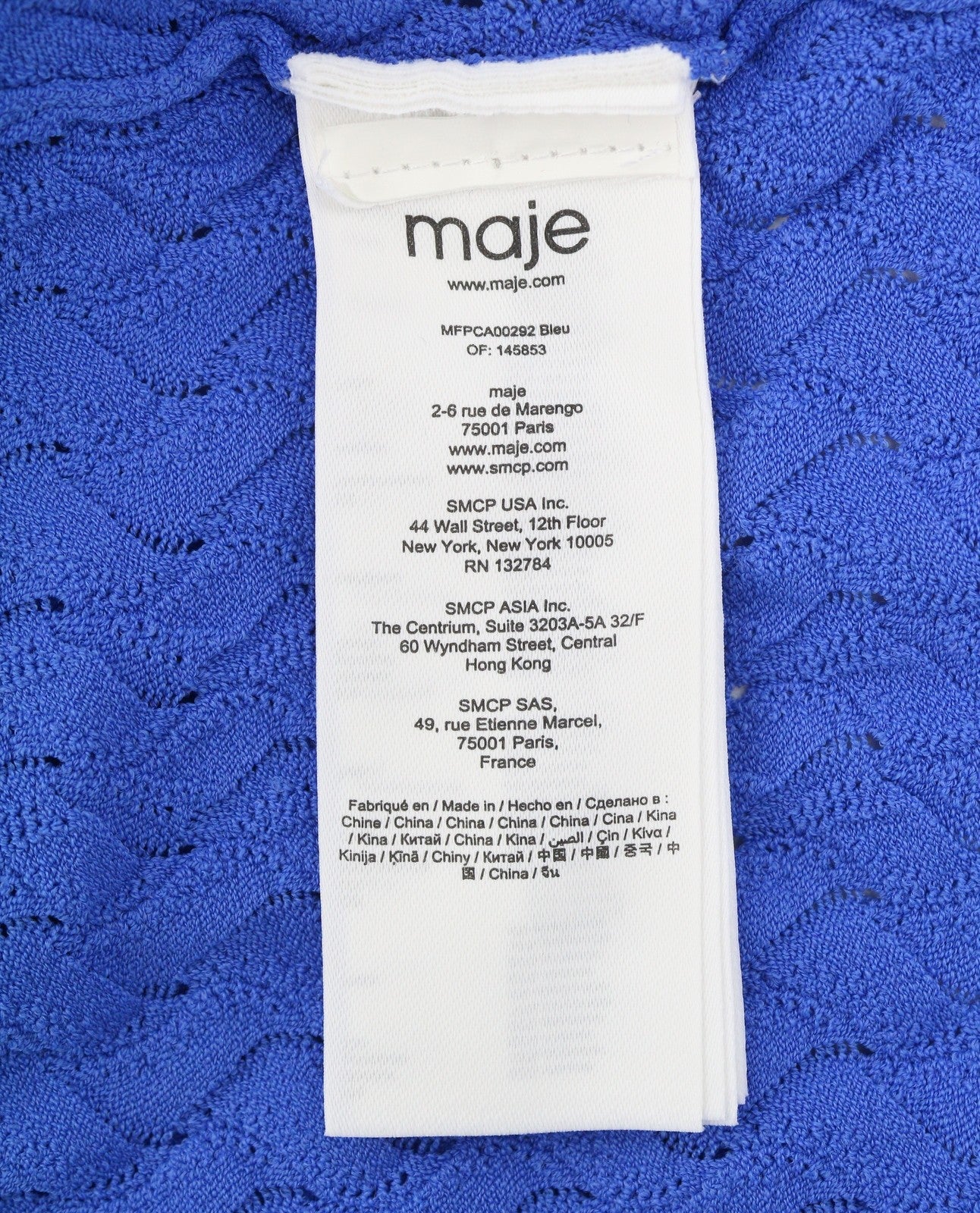 MAJE Maline Women's Dress 1 S Blue Knit Button-Up Long Sleeve Midi