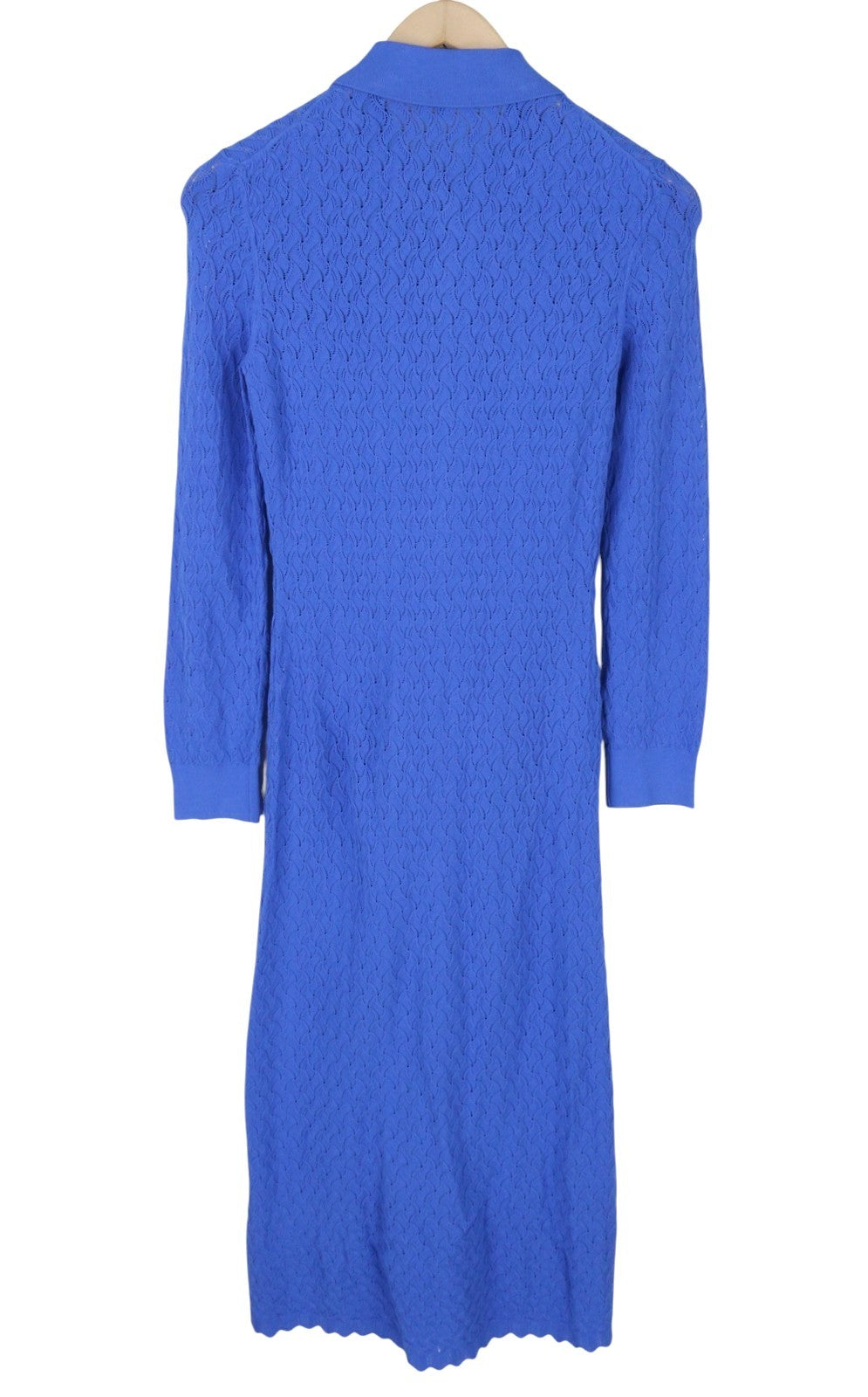 MAJE Maline Women's Dress 1 S Blue Knit Button-Up Long Sleeve Midi
