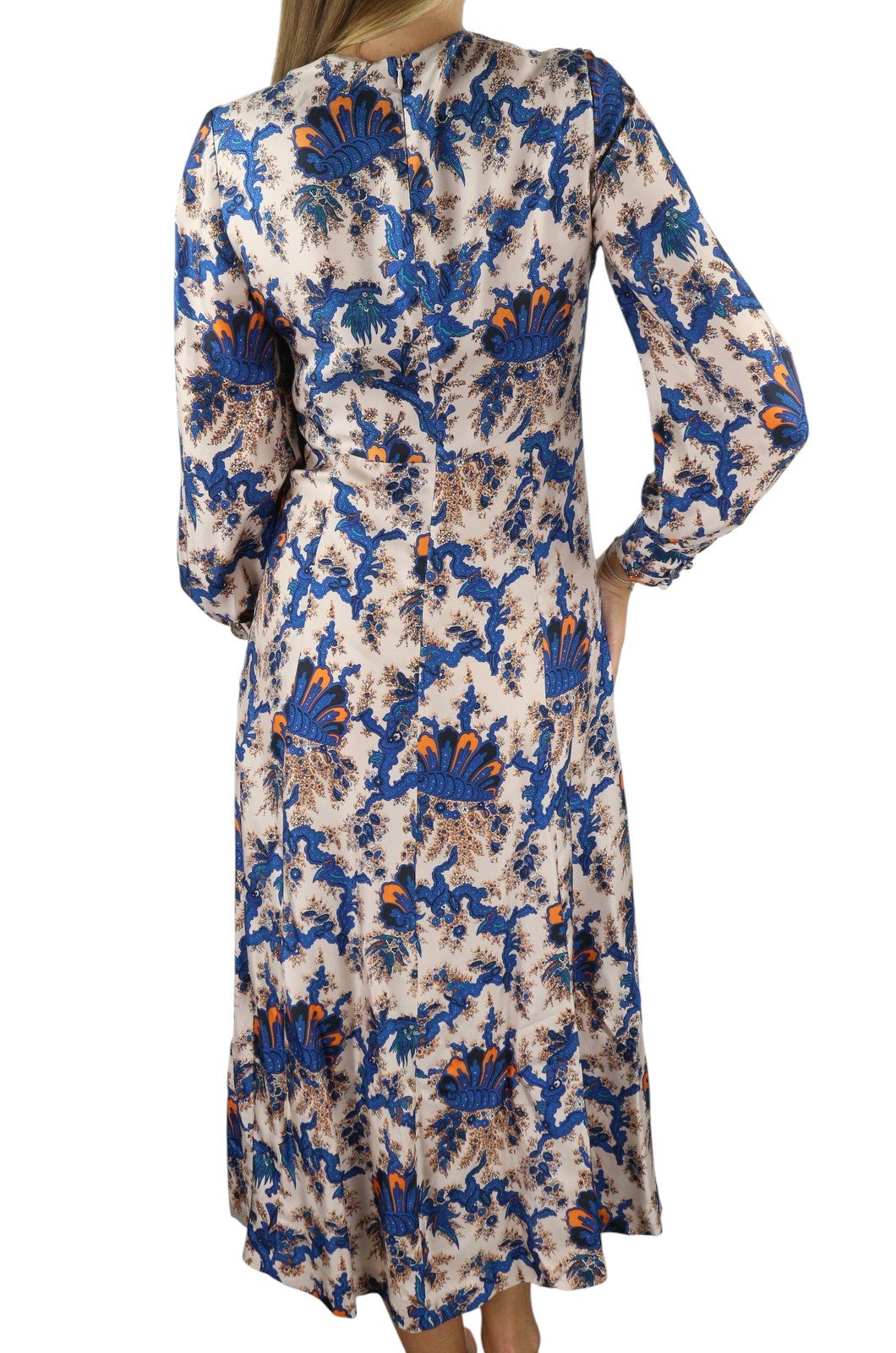 SANDRO Carna Women's Dress 36 S Silk Floral Long Sleeve Midi RRP795