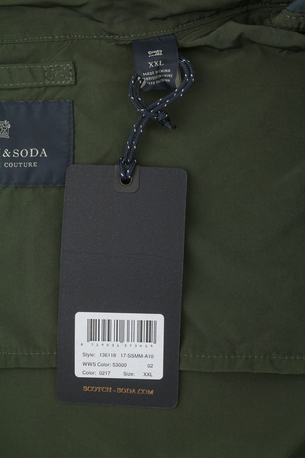 SCOTCH & SODA Men Jacket 2XL Dark Green Hidden Hood Full Zip Lightweight